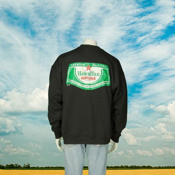 Fruit of the Loom Other - 90s Vintage Hawaiian Nurtured Black Pullover Crewneck Sweatshirt L